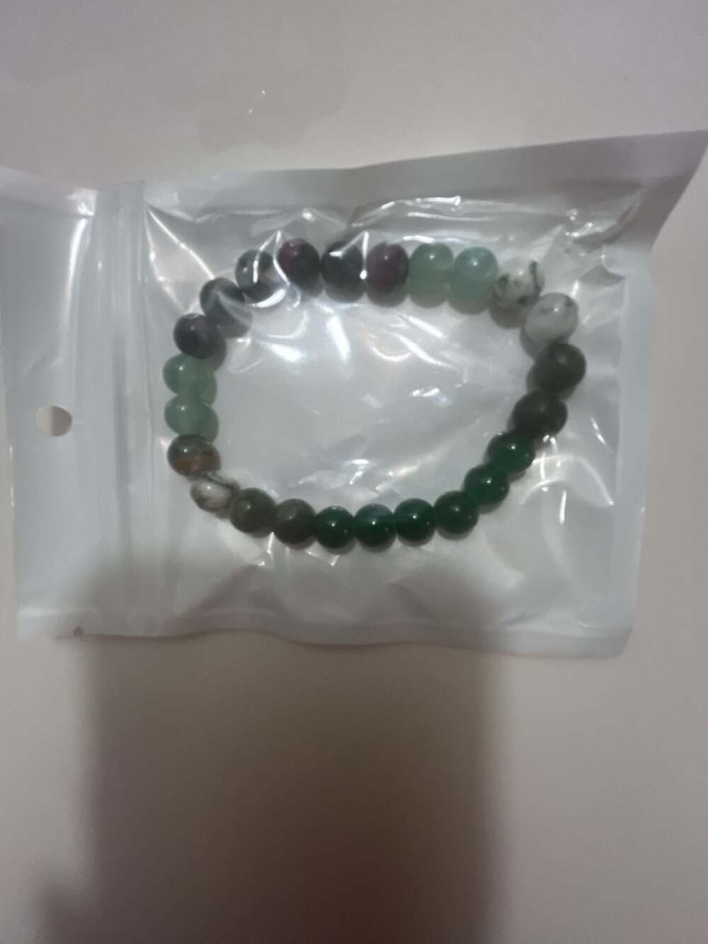 Multi-Stone Beaded Stretch Bracelet with Green Aventurine and Ruby Fuschite